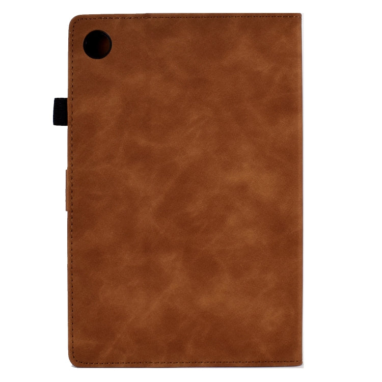 For Lenovo Tab M10 Plus Peony Butterfly Embossed Leather Smart Tablet Case(Brown) - Lenovo by PMC TechLife | Online Shopping South Africa | PMC TechLife | Buy Now Pay Later Mobicred
