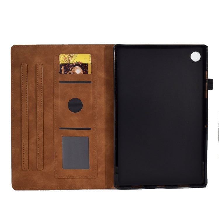 For Lenovo Tab M10 Plus Peony Butterfly Embossed Leather Smart Tablet Case(Brown) - Lenovo by PMC TechLife | Online Shopping South Africa | PMC TechLife | Buy Now Pay Later Mobicred