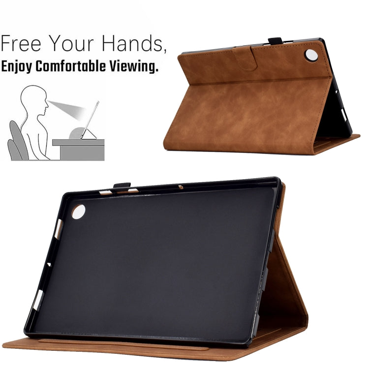For Lenovo Tab M10 Plus Peony Butterfly Embossed Leather Smart Tablet Case(Brown) - Lenovo by PMC TechLife | Online Shopping South Africa | PMC TechLife | Buy Now Pay Later Mobicred