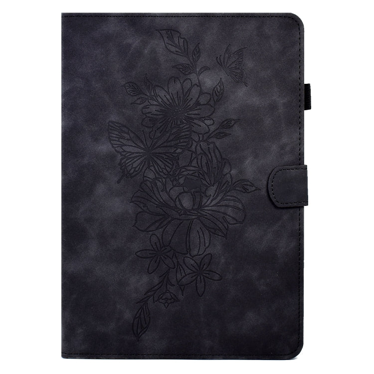 For Lenovo Tab M10 Plus Peony Butterfly Embossed Leather Smart Tablet Case(Black) - Lenovo by PMC TechLife | Online Shopping South Africa | PMC TechLife | Buy Now Pay Later Mobicred