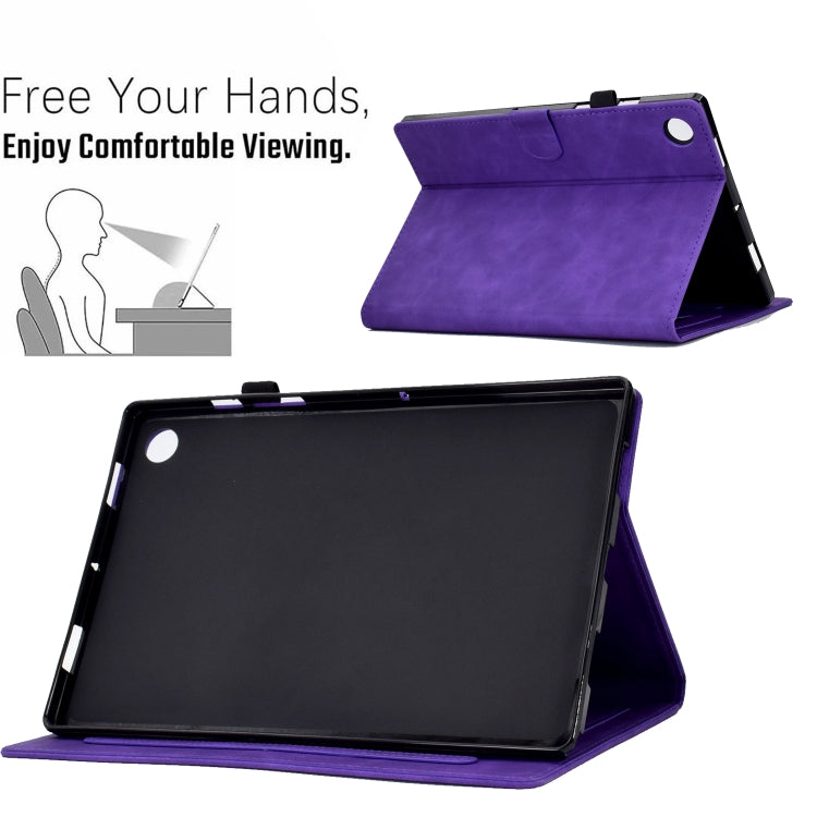For Lenovo Tab M10 Plus 3rd Gen Peony Butterfly Embossed Leather Smart Tablet Case(Purple) - Lenovo by PMC TechLife | Online Shopping South Africa | PMC TechLife | Buy Now Pay Later Mobicred