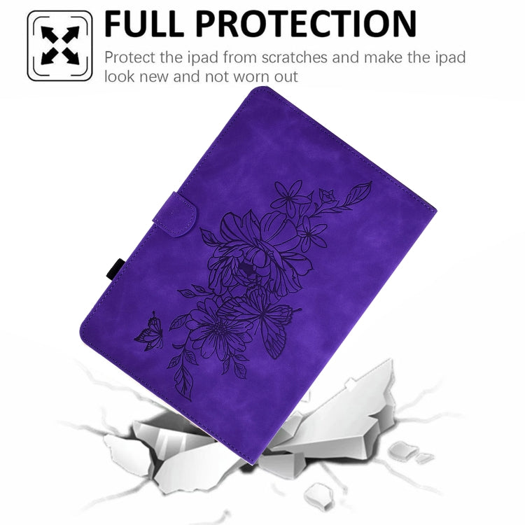 For Lenovo Tab P11 Peony Butterfly Embossed Leather Smart Tablet Case(Purple) - Lenovo by PMC TechLife | Online Shopping South Africa | PMC TechLife | Buy Now Pay Later Mobicred