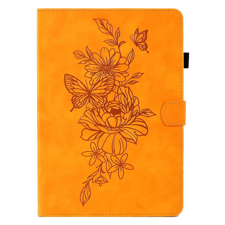 For Lenovo Tab P11 Peony Butterfly Embossed Leather Smart Tablet Case(Khaki) - Lenovo by PMC TechLife | Online Shopping South Africa | PMC TechLife | Buy Now Pay Later Mobicred