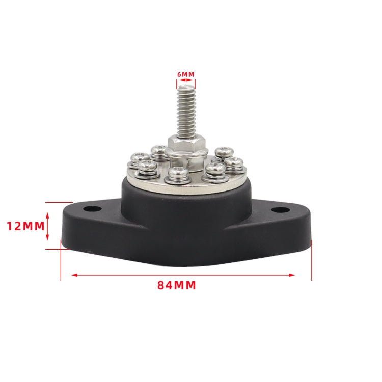 1/4 inch M6 RV Yacht 8-way Terminal Stud with 2 M5x20 Screws(Black) - Booster Cable & Clip by PMC TechLife | Online Shopping South Africa | PMC TechLife | Buy Now Pay Later Mobicred