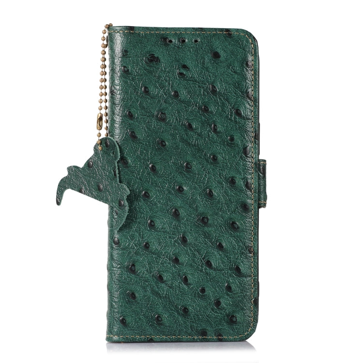 For Motorola Moto E13 4G 2023 Ostrich Pattern Genuine Leather RFID Phone Case(Green) - Motorola Cases by PMC TechLife | Online Shopping South Africa | PMC TechLife | Buy Now Pay Later Mobicred