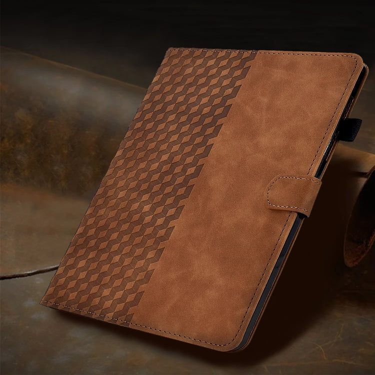 For Huawei MatePad T5 10.0 Rhombus Embossed Leather Smart Tablet Case(Brown) - Huawei by PMC TechLife | Online Shopping South Africa | PMC TechLife | Buy Now Pay Later Mobicred
