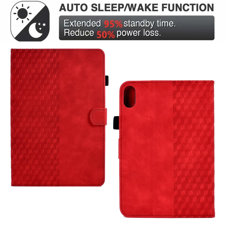 For Lenovo Tab P11 / J606F Rhombus Embossed Leather Smart Tablet Case(Red) - Lenovo by PMC TechLife | Online Shopping South Africa | PMC TechLife | Buy Now Pay Later Mobicred