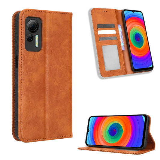 For Ulefone Note 14 Magnetic Buckle Retro Texture Leather Phone Case(Brown) - Ulefone Cases by PMC Jewellery | Online Shopping South Africa | PMC Jewellery | Buy Now Pay Later Mobicred