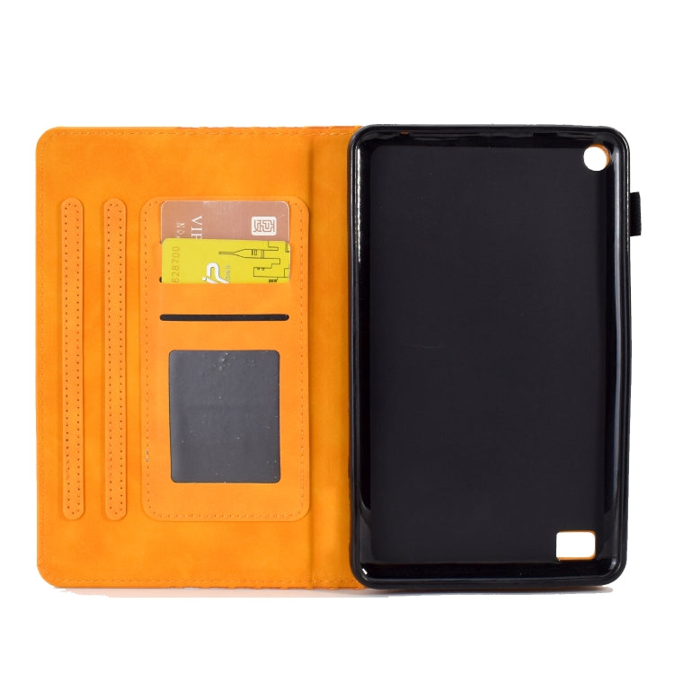 For Amazon Kindle Fire 7 2019 / 2017 / 2015 Rhombus Embossed Leather Tablet Case(Khaki) - Amazon by PMC TechLife | Online Shopping South Africa | PMC TechLife | Buy Now Pay Later Mobicred