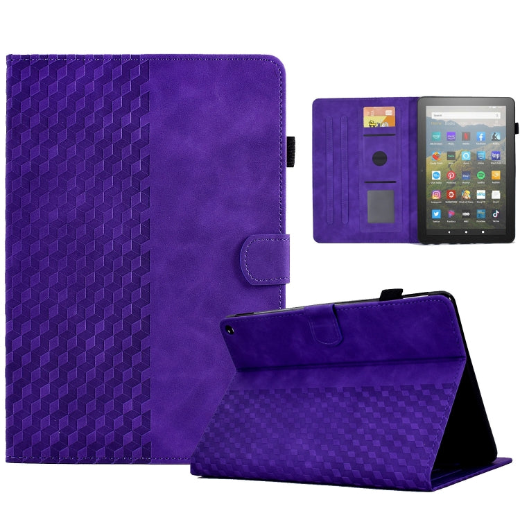 For Amazon Kindle Fire HD8 2020 Rhombus Embossed Leather Tablet Case(Purple) - Amazon by PMC TechLife | Online Shopping South Africa | PMC TechLife | Buy Now Pay Later Mobicred