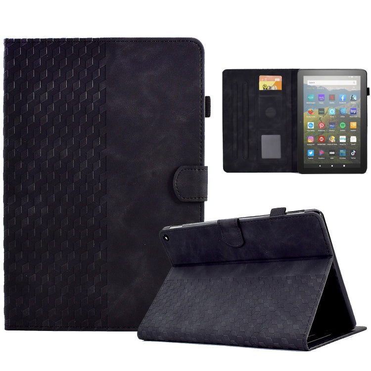 For Amazon Kindle Fire HD8 2020 Rhombus Embossed Leather Tablet Case(Black) - Amazon by PMC TechLife | Online Shopping South Africa | PMC TechLife | Buy Now Pay Later Mobicred