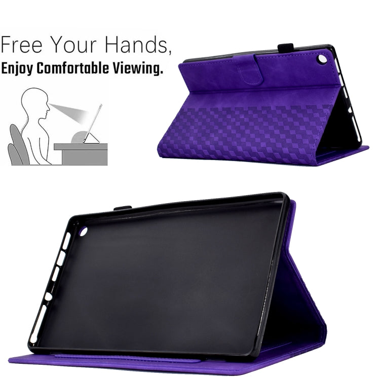 For Amazon Kindle Fire HD8 2018 / 2017 / 2016 Rhombus Embossed Leather Tablet Case(Purple) - Amazon by PMC TechLife | Online Shopping South Africa | PMC TechLife | Buy Now Pay Later Mobicred