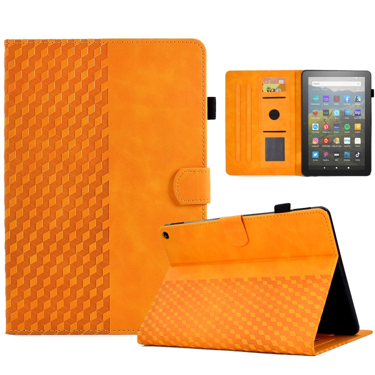 For Amazon Kindle Fire HD10 Plus 2021 Rhombus Embossed Leather Tablet Case(Khaki) - Amazon by PMC TechLife | Online Shopping South Africa | PMC TechLife | Buy Now Pay Later Mobicred