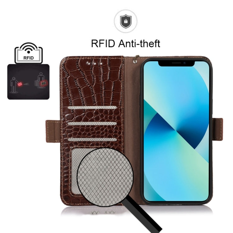 For Honor X7a 4G Crocodile Top Layer Cowhide Leather Phone Case(Brown) - Honor Cases by PMC TechLife | Online Shopping South Africa | PMC TechLife | Buy Now Pay Later Mobicred