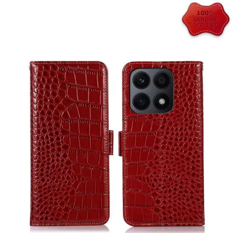 For Honor X8a 4G Crocodile Top Layer Cowhide Leather Phone Case(Red) - Honor Cases by PMC TechLife | Online Shopping South Africa | PMC TechLife | Buy Now Pay Later Mobicred
