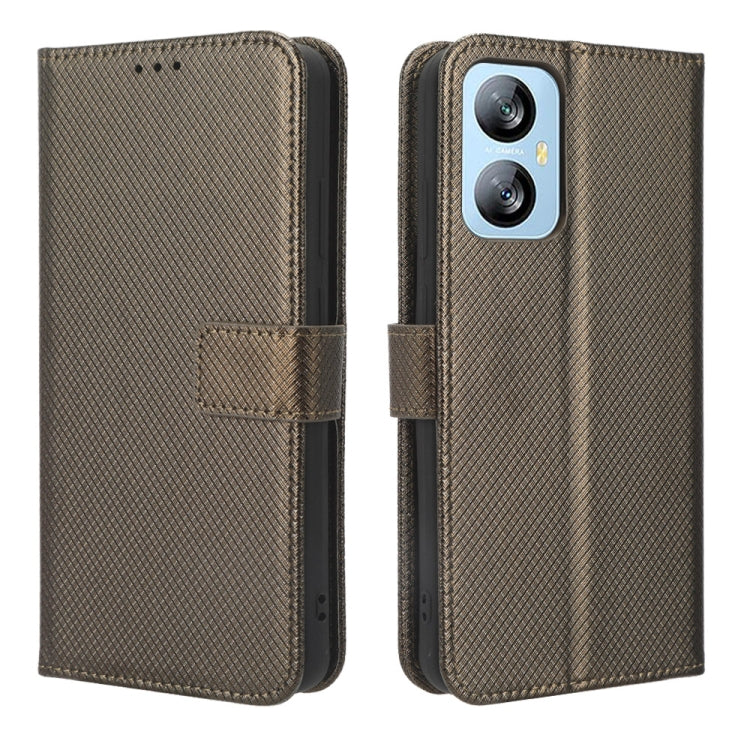 For Blackview A52 Diamond Texture Leather Phone Case(Brown) - More Brand by PMC Jewellery | Online Shopping South Africa | PMC Jewellery | Buy Now Pay Later Mobicred
