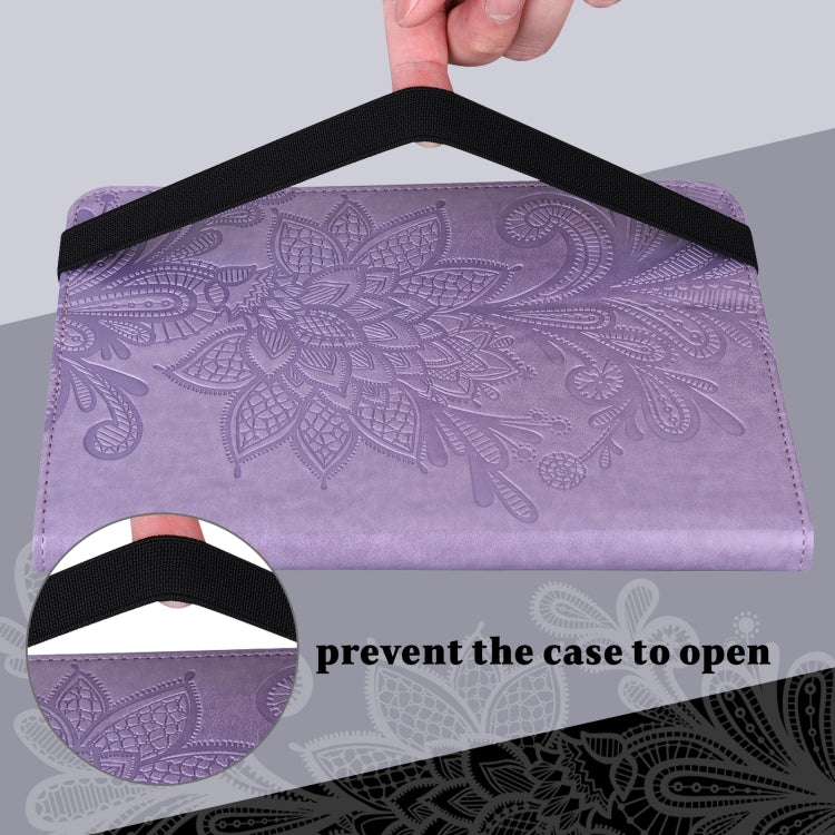 For Lenovo Tab M8 4th Gen Lace Flower Embossing Pattern Leather Tablet Case(Purple) - Lenovo by PMC TechLife | Online Shopping South Africa | PMC TechLife | Buy Now Pay Later Mobicred