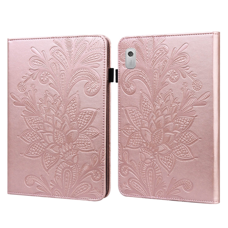 For Lenovo Tab M8 4th Gen Lace Flower Embossing Pattern Leather Tablet Case(Gold) - Lenovo by PMC TechLife | Online Shopping South Africa | PMC TechLife | Buy Now Pay Later Mobicred