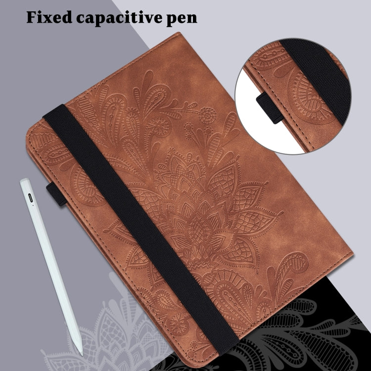 For Lenovo Pad Pro 2022 11.2 inch / Tab P11 Pro Gen 2 Lace Flower Embossing Pattern Leather Tablet Case(Brown) - free shipping - PMC TechLife - Order now!