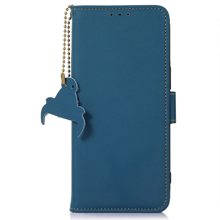 For OnePlus Ace 2 5G / 11R 5G Genuine Leather Magnetic RFID Leather Phone Case(Blue) - OnePlus Cases by PMC TechLife | Online Shopping South Africa | PMC TechLife | Buy Now Pay Later Mobicred