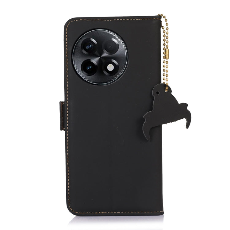 For OnePlus Ace 2 5G / 11R 5G Genuine Leather Magnetic RFID Leather Phone Case(Black) - OnePlus Cases by PMC TechLife | Online Shopping South Africa | PMC TechLife | Buy Now Pay Later Mobicred