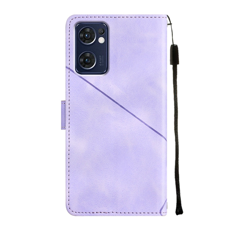 For OPPO Reno7 5G Foreign / Find X5 Lite Skin-feel Embossed Leather Phone Case(Light Purple) - OPPO Cases by PMC Jewellery | Online Shopping South Africa | PMC Jewellery | Buy Now Pay Later Mobicred