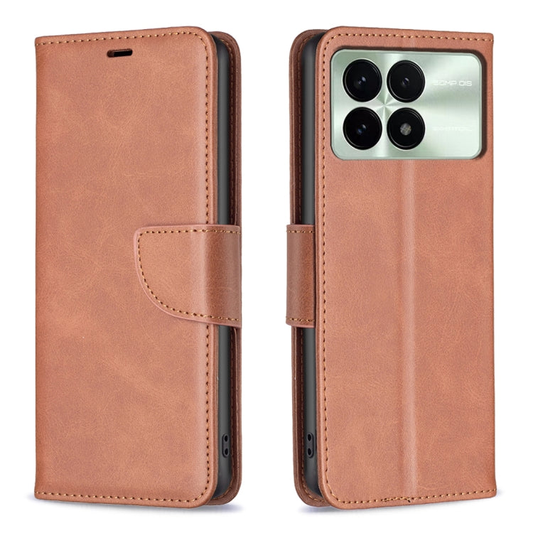 For Xiaomi Redmi K70 / K70 Pro Lambskin Texture Pure Color Flip Leather Phone Case(Brown) - K70 Pro Cases by PMC Jewellery | Online Shopping South Africa | PMC Jewellery | Buy Now Pay Later Mobicred