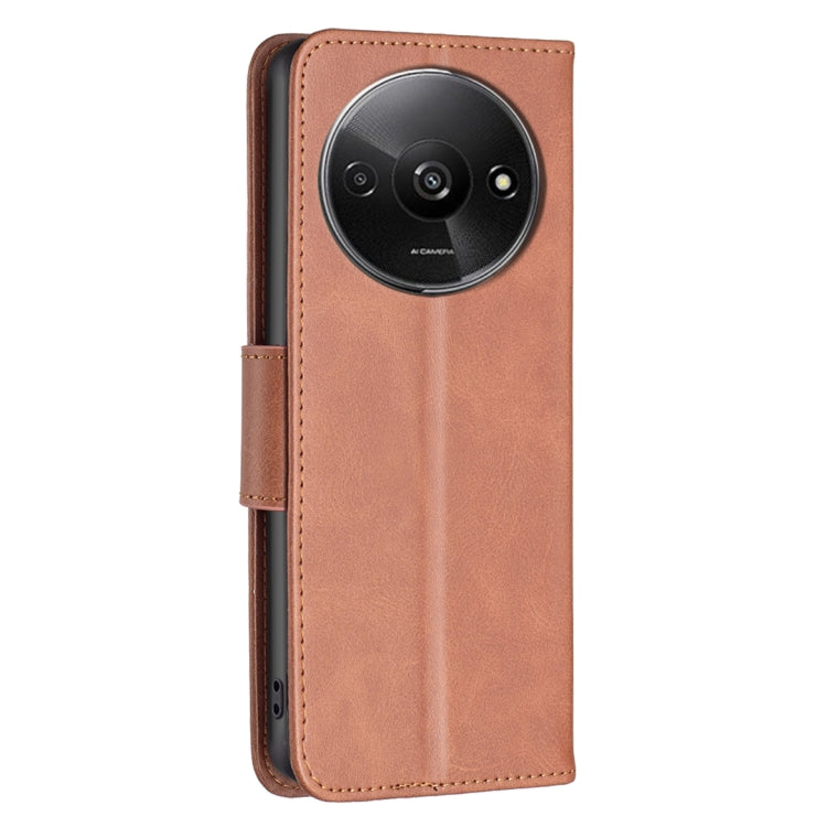 For Xiaomi Redmi A3 Lambskin Texture Pure Color Flip Leather Phone Case(Brown) - Xiaomi Cases by PMC TechLife | Online Shopping South Africa | PMC TechLife | Buy Now Pay Later Mobicred