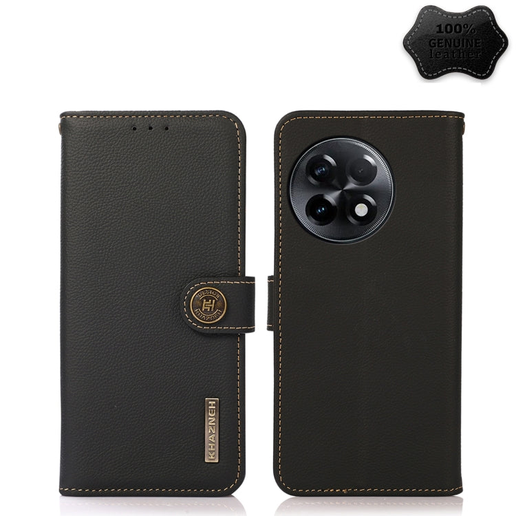 For OnePlus Ace 2 5G KHAZNEH Custer Texture RFID Genuine Leather Phone Case(Black) - OnePlus Cases by PMC TechLife | Online Shopping South Africa | PMC TechLife | Buy Now Pay Later Mobicred