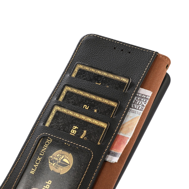 For OnePlus Ace 2 5G KHAZNEH Custer Texture RFID Genuine Leather Phone Case(Black) - OnePlus Cases by PMC TechLife | Online Shopping South Africa | PMC TechLife | Buy Now Pay Later Mobicred