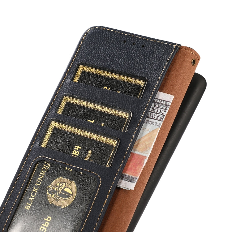 For OnePlus Ace 2 5G KHAZNEH Custer Texture RFID Genuine Leather Phone Case(Blue) - OnePlus Cases by PMC TechLife | Online Shopping South Africa | PMC TechLife | Buy Now Pay Later Mobicred