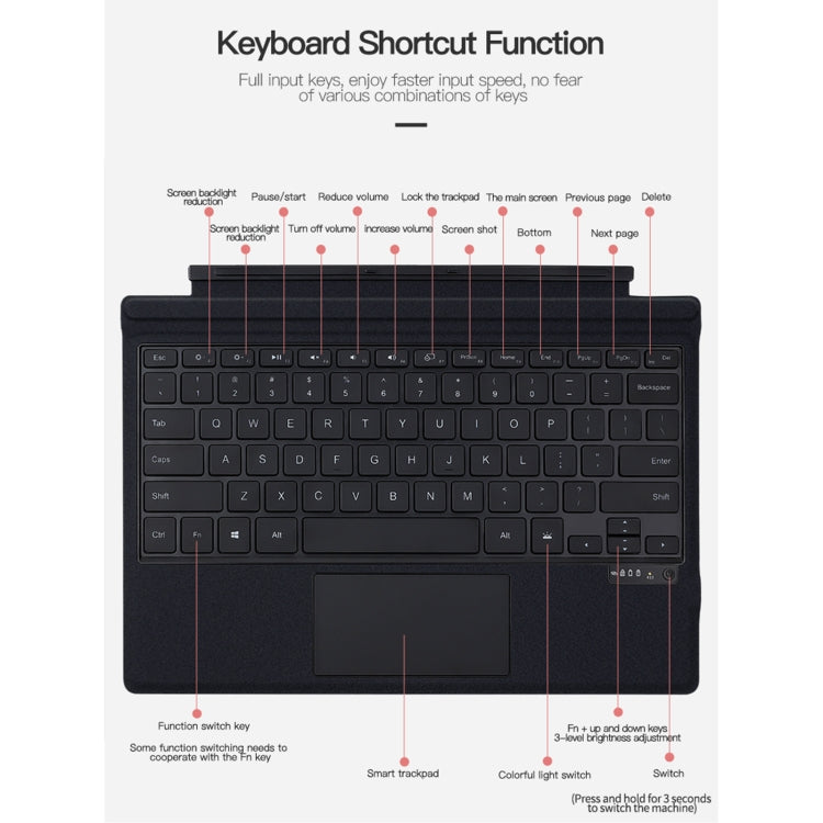 For Microsoft Surface Go1 / 2 / 3 Magnetic Bluetooth Keyboard with backlight - Others Keyboard by PMC TechLife | Online Shopping South Africa | PMC TechLife