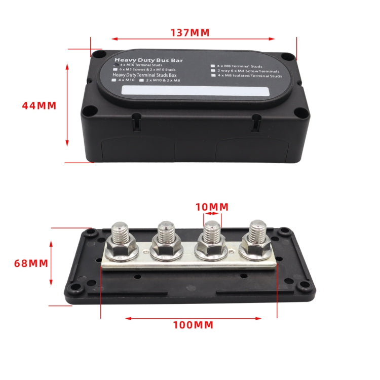 CP-3090 1 Pair  300A 48V 4-way M10 Terminal Busbar(Black + Red) - Booster Cable & Clip by PMC TechLife | Online Shopping South Africa | PMC TechLife