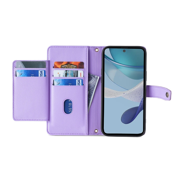For Kyocera Android One S10 Sheep Texture Cross-body Zipper Wallet Leather Phone Case(Purple) - More Brand by PMC TechLife | Online Shopping South Africa | PMC TechLife | Buy Now Pay Later Mobicred