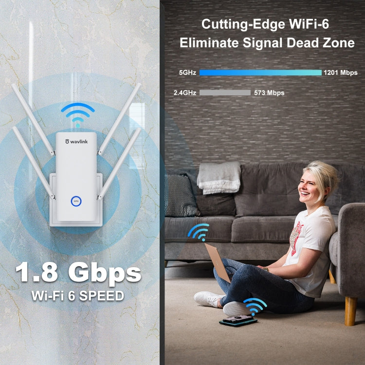 Wavlink AERIAL D4X AX1800Mbps Dual Frequency WiFi Signal Amplifier WiFi6 Extender(EU Plug) - free shipping - PMC Jewellery - Order now!