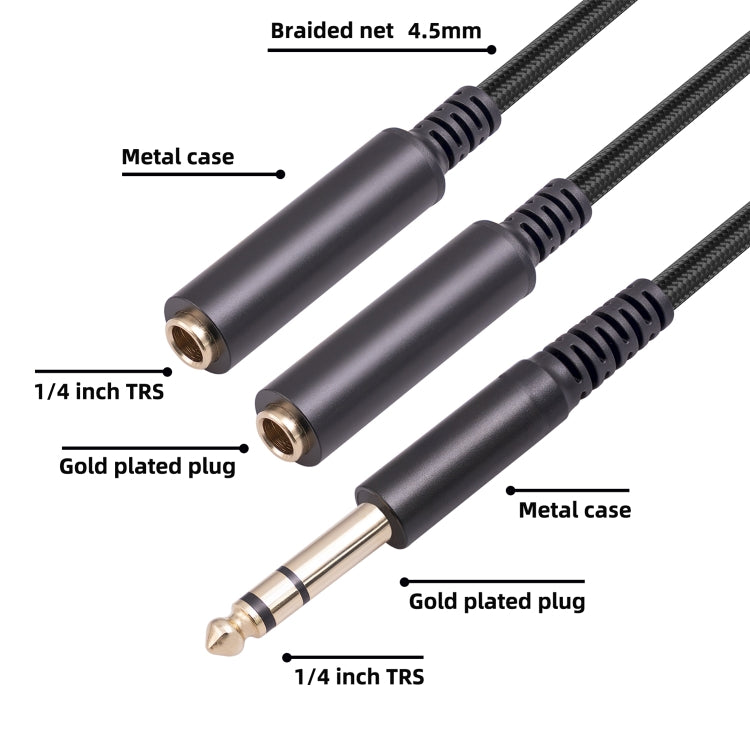 3718 6.35mm Male to Dual Female 1/4 TRS Stereo Audio Cable, Length: 30cm - Microphone Audio Cable & Connector by PMC Jewellery | Online Shopping South Africa | PMC Jewellery