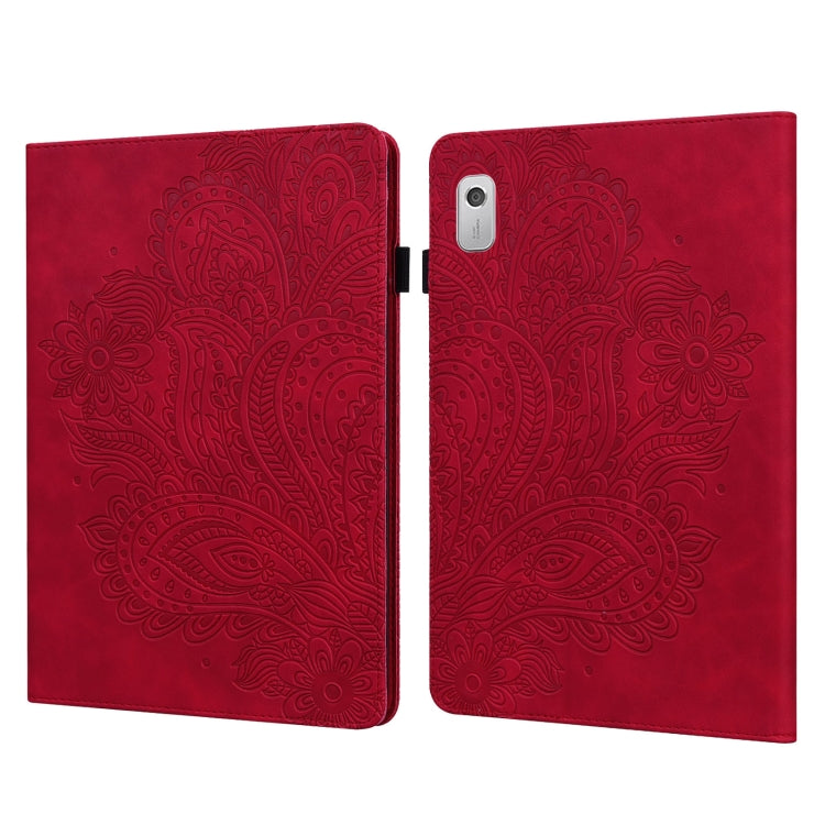 For Lenovo Tab M8 4th Gen TB-300FU Peacock Embossed Pattern Leather Tablet Case(Red) - Lenovo by PMC TechLife | Online Shopping South Africa | PMC TechLife | Buy Now Pay Later Mobicred