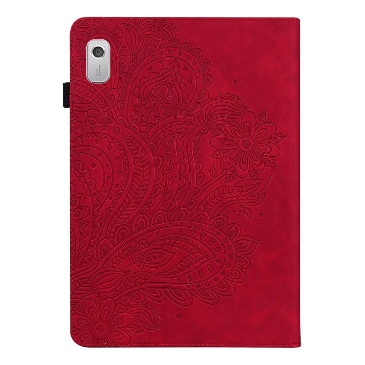 For Lenovo Tab M8 4th Gen TB-300FU Peacock Embossed Pattern Leather Tablet Case(Red) - Lenovo by PMC TechLife | Online Shopping South Africa | PMC TechLife | Buy Now Pay Later Mobicred