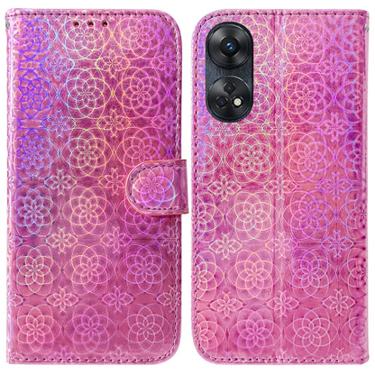 For OPPO Reno8 T 4G Colorful Magnetic Buckle Leather Phone Case(Pink) - OPPO Cases by PMC Jewellery | Online Shopping South Africa | PMC Jewellery | Buy Now Pay Later Mobicred