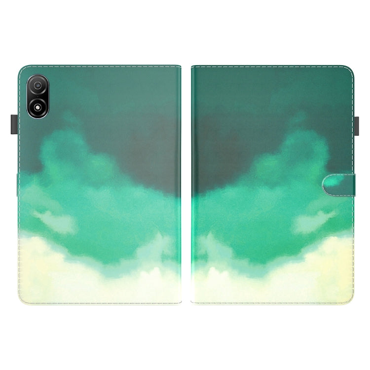 For Honor Pad V8 Pro Watercolor Pattern Flip Leather Tablet Case(Cyan Green) - Lenovo by PMC TechLife | Online Shopping South Africa | PMC TechLife | Buy Now Pay Later Mobicred