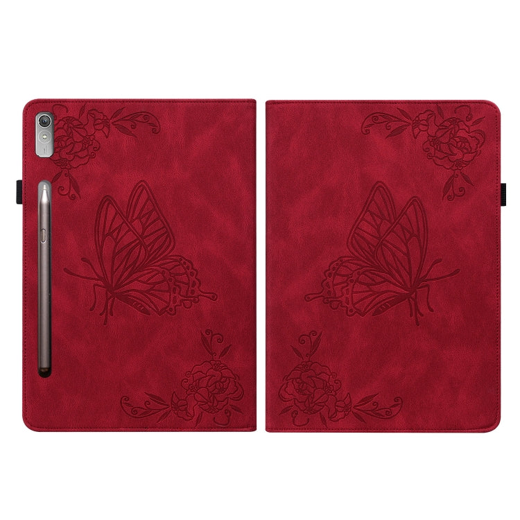 For Lenovo Tab P11 Pro Gen 2 11.2 Butterfly Flower Embossed Leather Tablet Case(Red) - Lenovo by PMC TechLife | Online Shopping South Africa | PMC TechLife | Buy Now Pay Later Mobicred