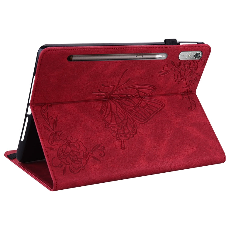 For Lenovo Tab P11 Pro Gen 2 11.2 Butterfly Flower Embossed Leather Tablet Case(Red) - Lenovo by PMC TechLife | Online Shopping South Africa | PMC TechLife | Buy Now Pay Later Mobicred