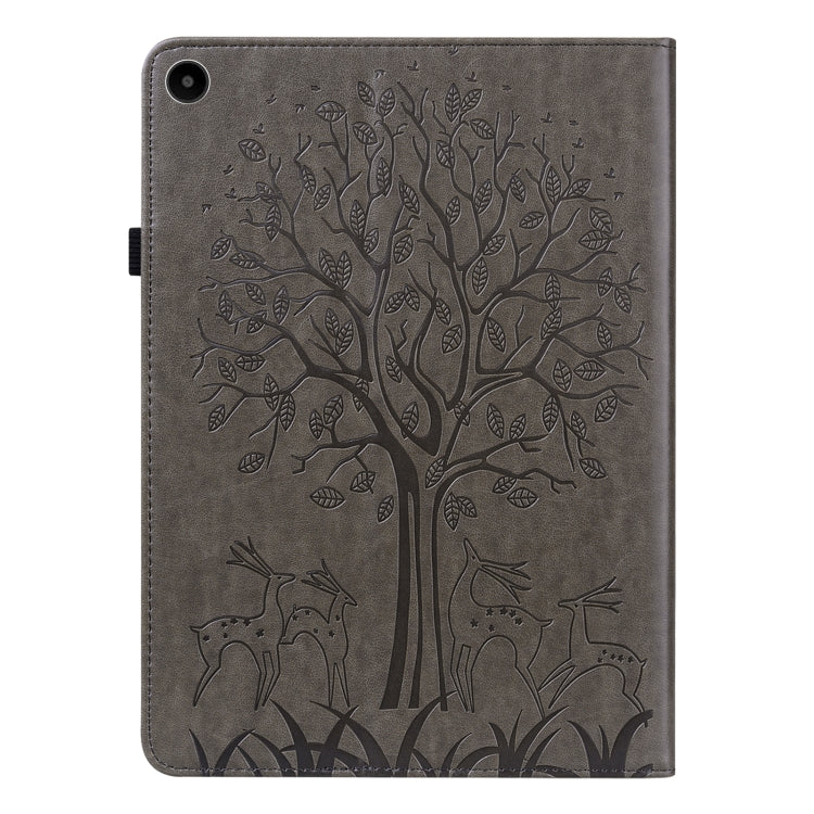 For Huawei MatePad SE 10.4 2022 Tree & Deer Pattern Embossed Leather Tablet Case(Grey) - Huawei by PMC TechLife | Online Shopping South Africa | PMC TechLife | Buy Now Pay Later Mobicred
