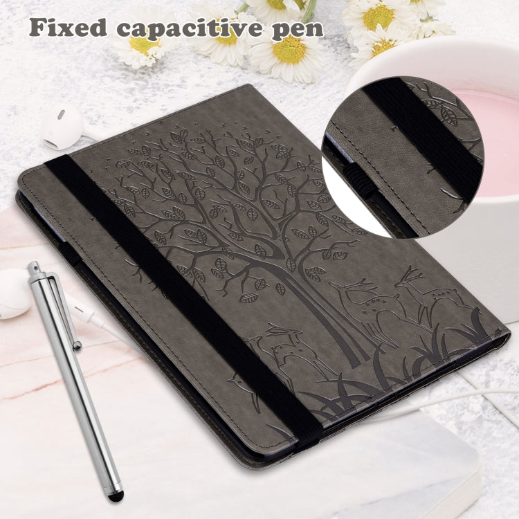 For Huawei MatePad SE 10.4 2022 Tree & Deer Pattern Embossed Leather Tablet Case(Grey) - Huawei by PMC TechLife | Online Shopping South Africa | PMC TechLife | Buy Now Pay Later Mobicred