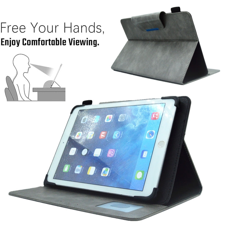 For 10 inch Suede Cross Texture Magnetic Clasp Leather Tablet Case(Grey) - 10 - 11 inch by PMC TechLife | Online Shopping South Africa | PMC TechLife | Buy Now Pay Later Mobicred