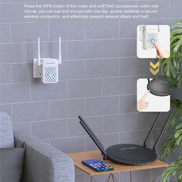 Wavlink WN578W2 300Mbps 2.4GHz WiFi Extender Repeater Home Wireless Signal Amplifier(EU Plug) - Broadband Amplifiers by WAVLINK | Online Shopping South Africa | PMC Jewellery | Buy Now Pay Later Mobicred