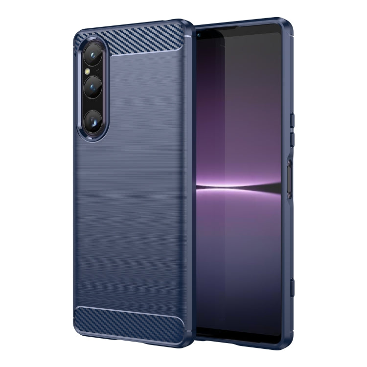 For Sony Xperia 1 V Brushed Texture Carbon Fiber TPU Phone Case(Blue) - Sony Cases by PMC TechLife | Online Shopping South Africa | PMC TechLife | Buy Now Pay Later Mobicred