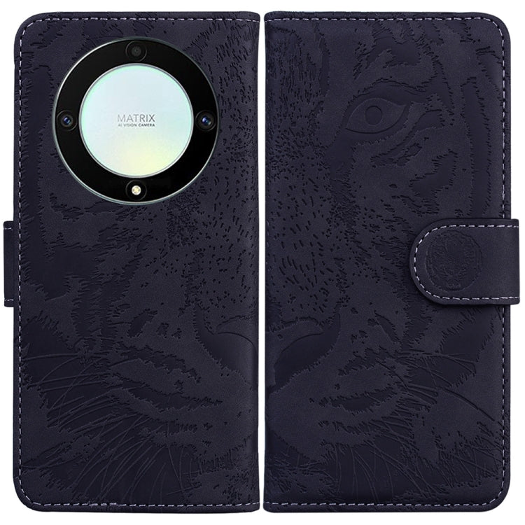 For Honor X9a Tiger Embossing Pattern Leather Phone Case(Black) - Honor Cases by PMC TechLife | Online Shopping South Africa | PMC TechLife