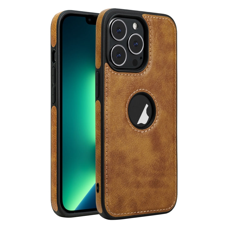 For iPhone 13 Pro Max Leather Texture Stitching Phone Case(Brown) - iPhone 13 Pro Max Cases by PMC TechLife | Online Shopping South Africa | PMC TechLife