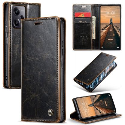 For Xiaomi Redmi Note 12 Pro 5G / Poco X5 Pro CaseMe 003 Crazy Horse Texture Leather Phone Case(Coffee) - Xiaomi Cases by CaseMe | Online Shopping South Africa | PMC Jewellery | Buy Now Pay Later Mobicred